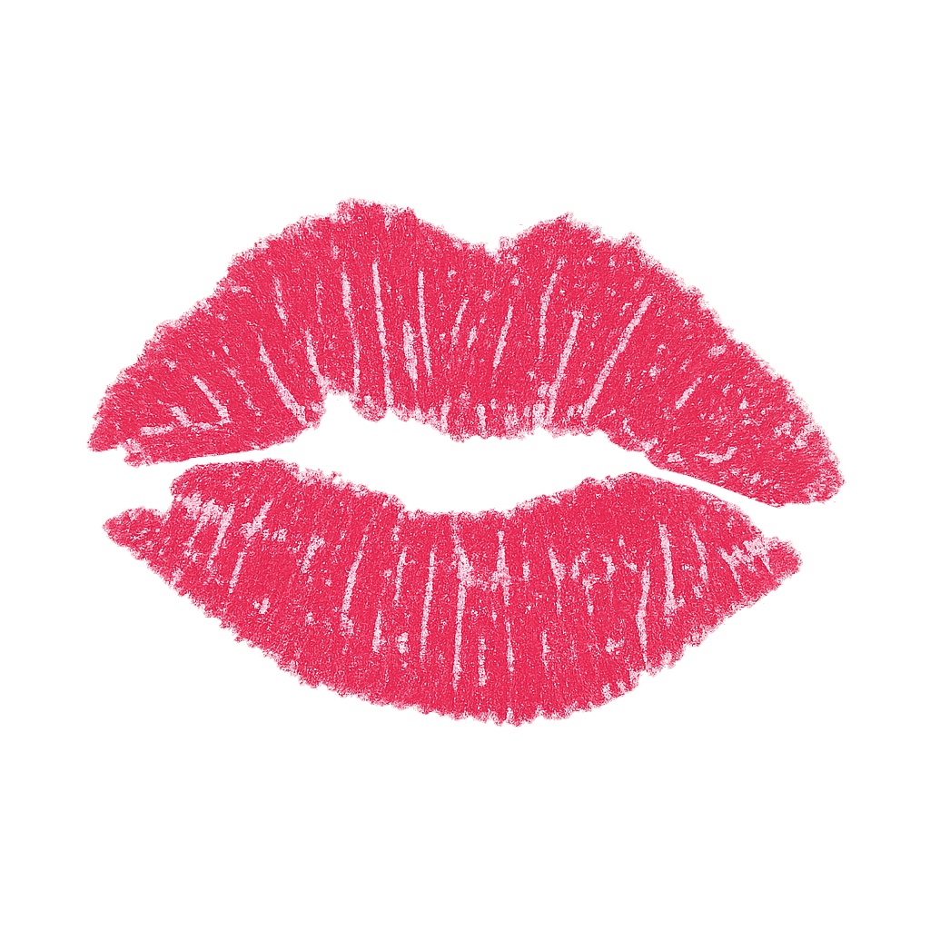 Pink lipstick kiss